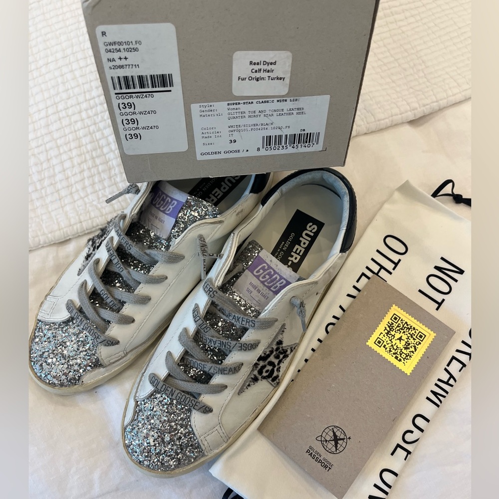 Golden Goose Super-Star silver glitter, leopard star 39